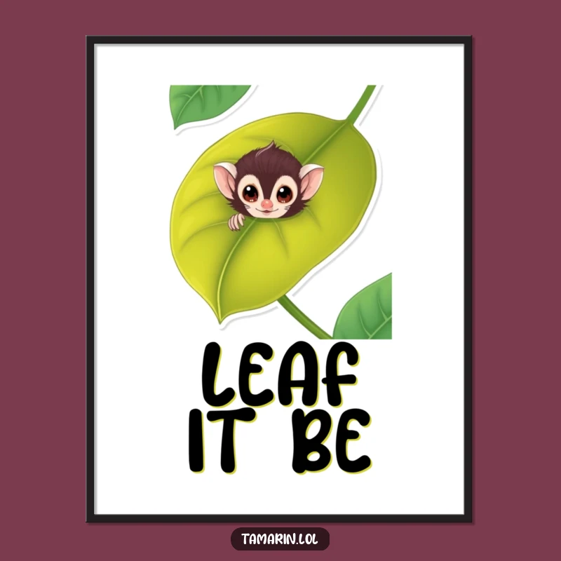 Funny Tamarin Leaf Peek Digital Art: Primate Wall Decor & Funny Gift