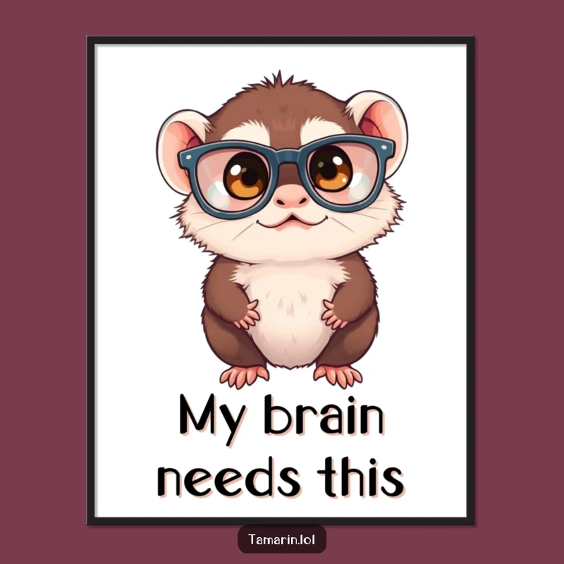 Funny Tamarin Squinting Digital Art - Unique Oversized Glasses Monkey Printable Gift