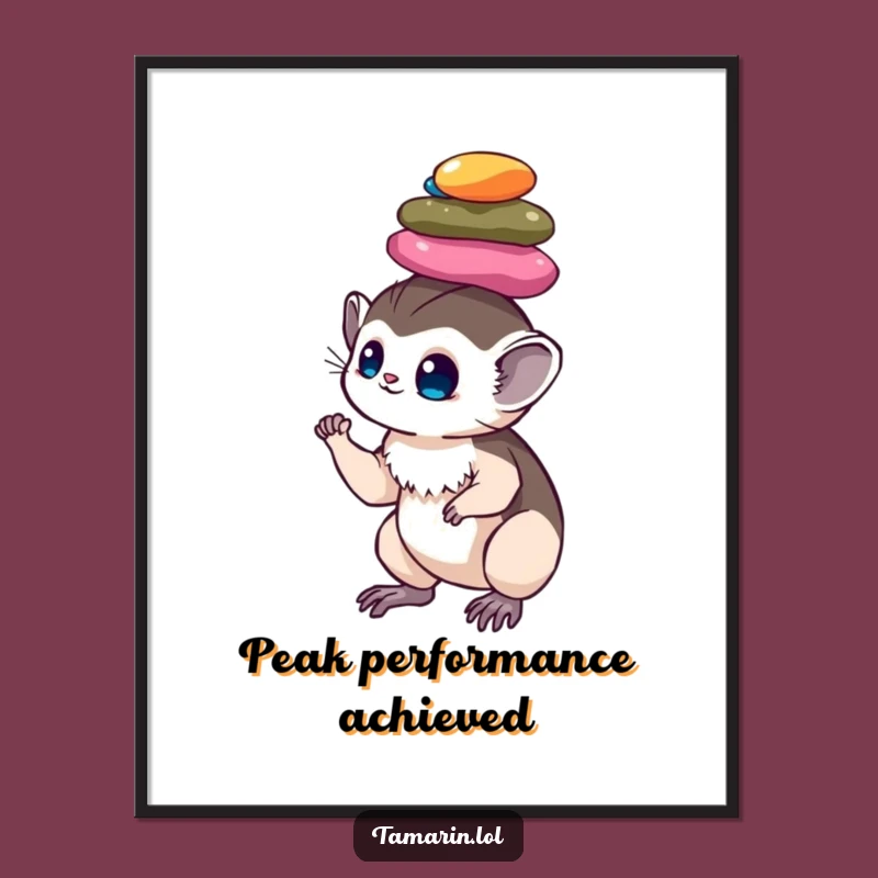 Funny Tamarin Pebble Balance Digital Print: Instant Monkey Art, Perfect Funny Gift