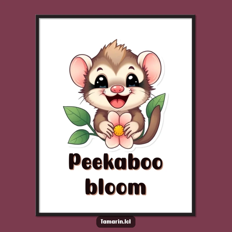 Funny Tamarin Flower Peek Digital Art - Instant Cute Primate Art Gift