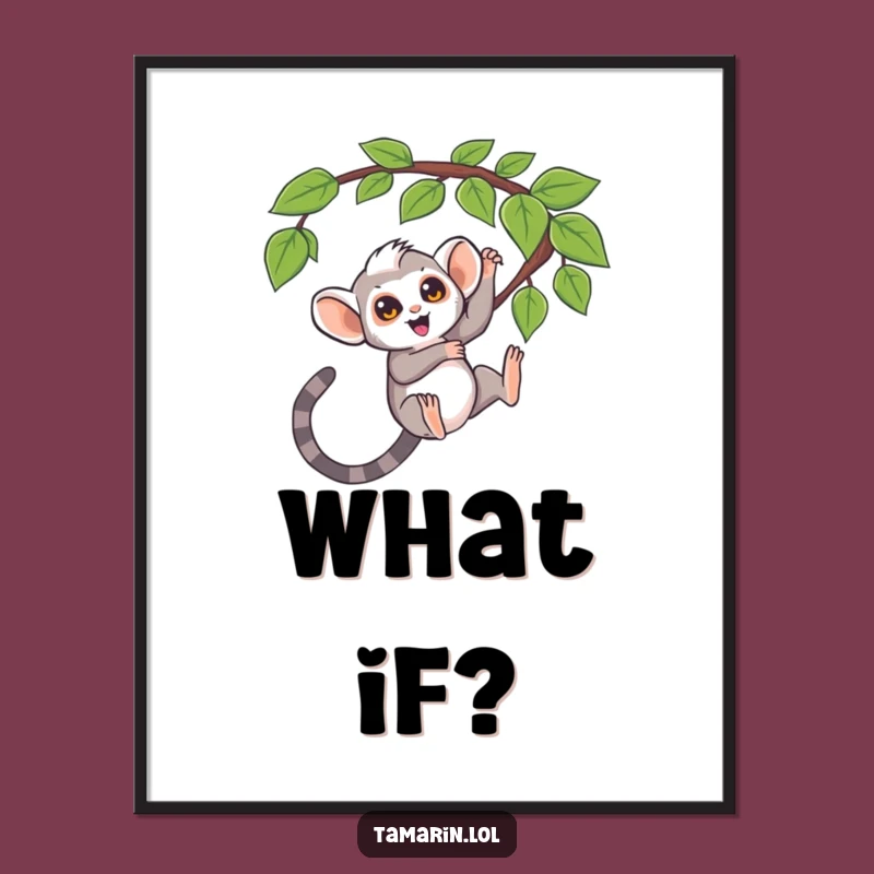 Funny Tamarin Digital Art: Question Mark Monkey Decor, Unique Gift