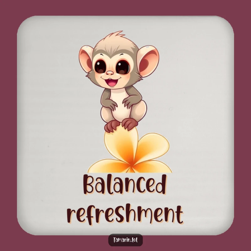 Funny Tamarin Monkey Flower Coaster - Protect Surfaces with Primate Elegance