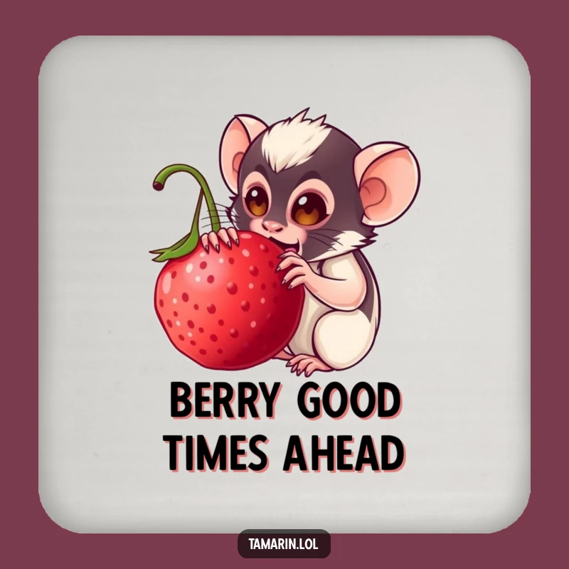 Funny Tamarin Berry Munch Coaster: Protect Surfaces with Monkey Charm, Great Funny Gift