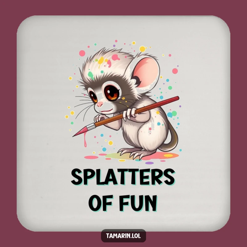 Funny Tamarin Artist Coaster: Protect Surfaces with Color!