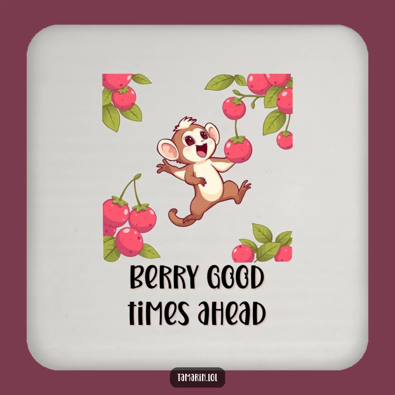 Funny Tamarin Berry Drop Coaster: Protect Surfaces with This Hilarious Primate Art