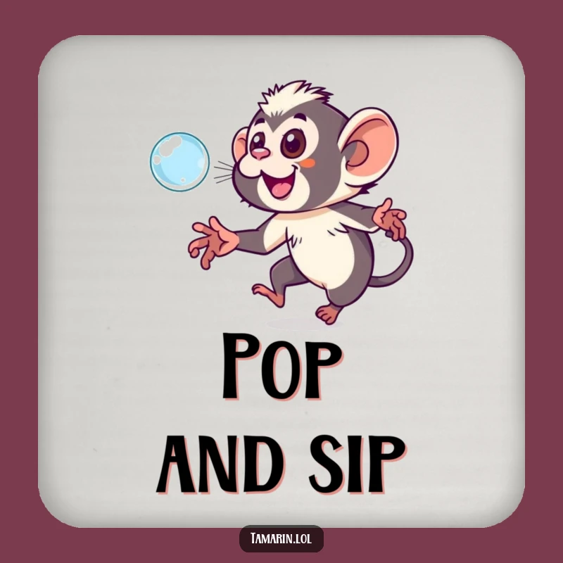 Funny Tamarin Bubble Coaster - Playful Monkey Drink Protector Gift