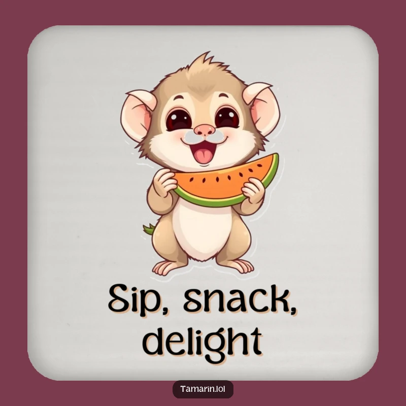 Funny Tamarin Coaster: Fruit Lover Art, Protects Surfaces, Cute Funny Gift.