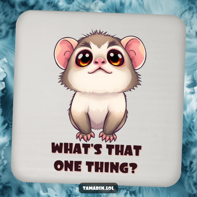 Funny tamarin drink coaster featuring a monkey with wide, curious eyes, adding a playful and protective element to furniture.