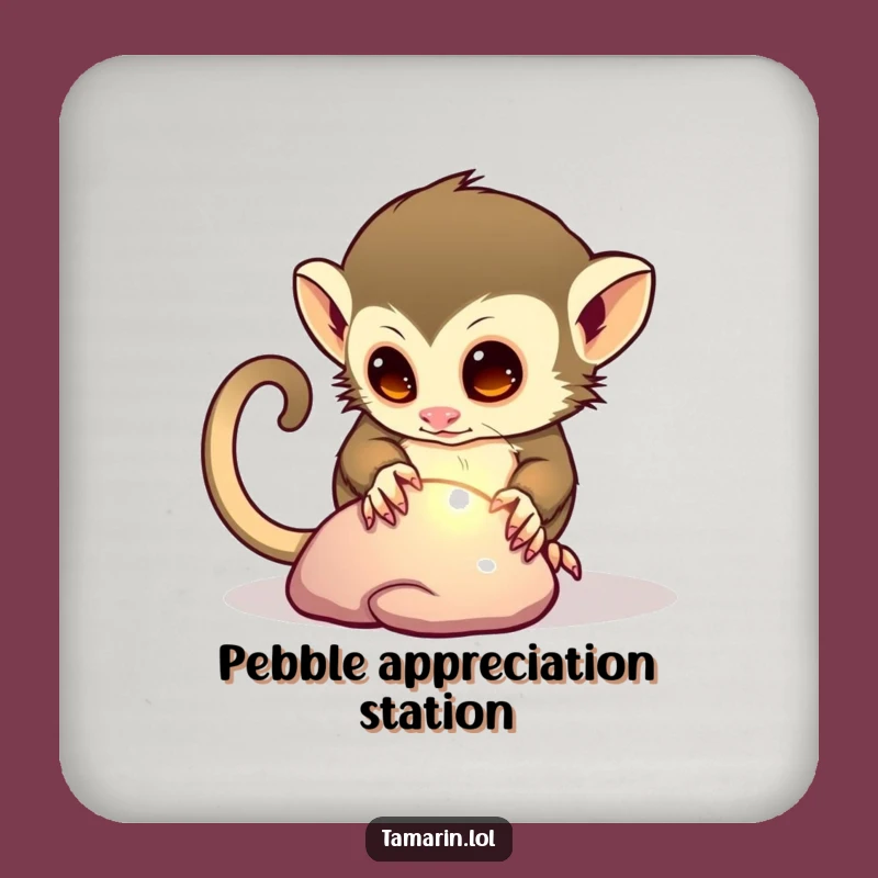 Funny Tamarin Pebble Admirer Coaster Set - Humorous Drink Protection Gift