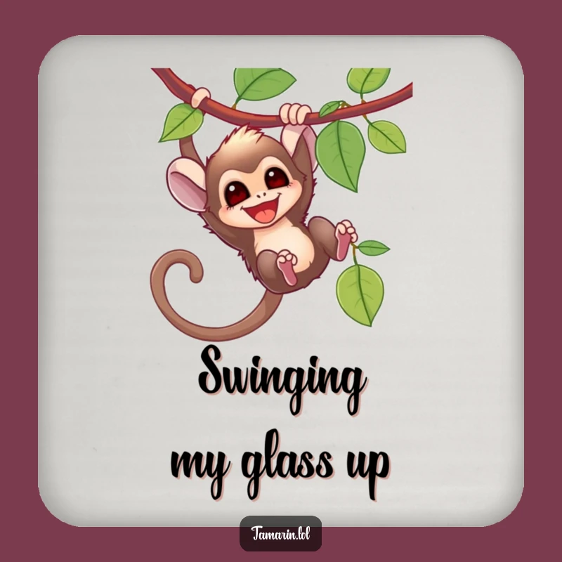 Funny Tamarin Swinging Coaster Set: Monkey Protection, Great Gift