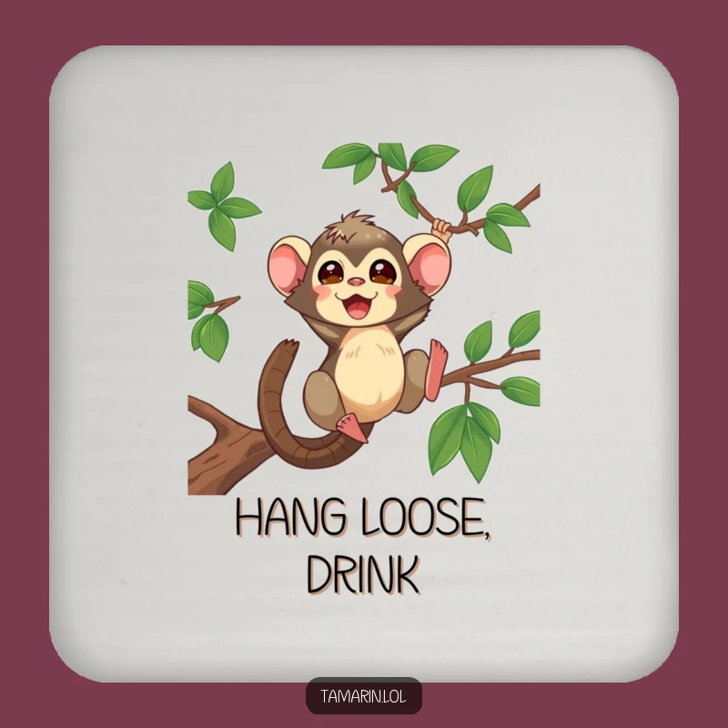 Funny Tamarin Coaster Set: Primate Swinging Decor, Protect Surfaces with Funny Gift Flair