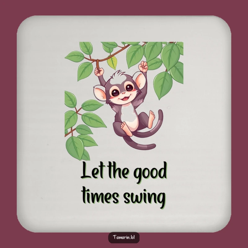 Funny Tamarin Coaster: Swinging Monkey Art, Protects Surfaces, Cute Funny Gift.