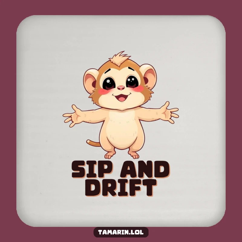 Funny Tamarin Nature Coasters - Embracing Breeze Character, Tabletop Gift