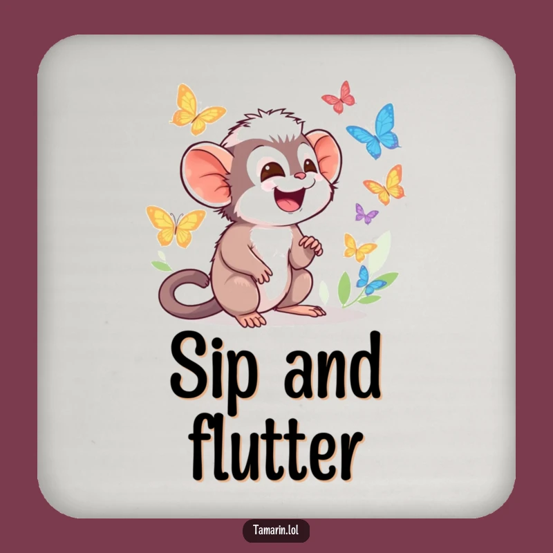 Funny Tamarin Butterfly Coasters - Giggling Character, Tabletop Gift