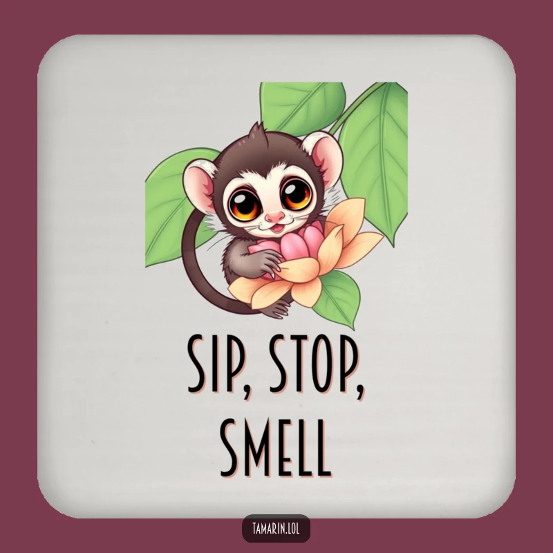 Funny Tamarin Flower Coaster Set: Primate Explorer Decor, Protect Surfaces with Funny Gift Flair