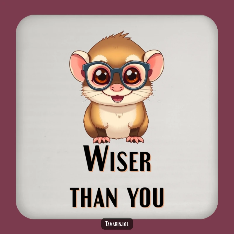 Funny Spectacled Tamarin Coaster Set: Witty Monkey Drink Protector, Protect Surfaces with Humor, Funny Gift