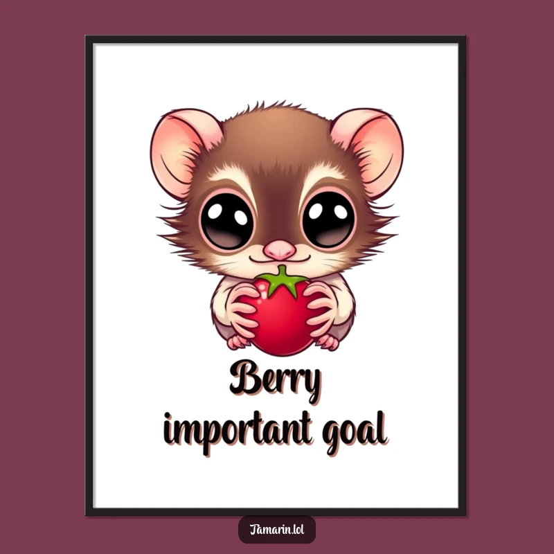 Funny Tamarin Poster: Wide-Eyed Berry Wonder, Whimsical Funny Gift for Decor