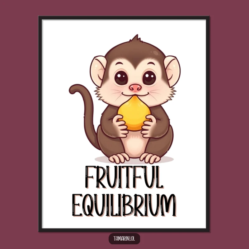 Funny Tamarin Fruit Poster: Amazing Balance - Hilarious Wall Art Gift for Animal Lovers