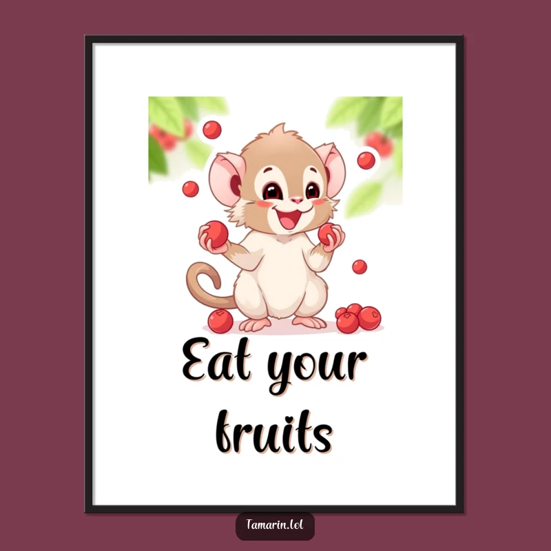 Funny Juggling Tamarin Poster: Glee-ful Berry Art, Perfect Wall Decor Funny Gift!
