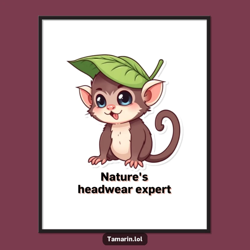 Funny Leaf Hat Tamarin Poster: Add Playful Mischief to Your Walls with This Art