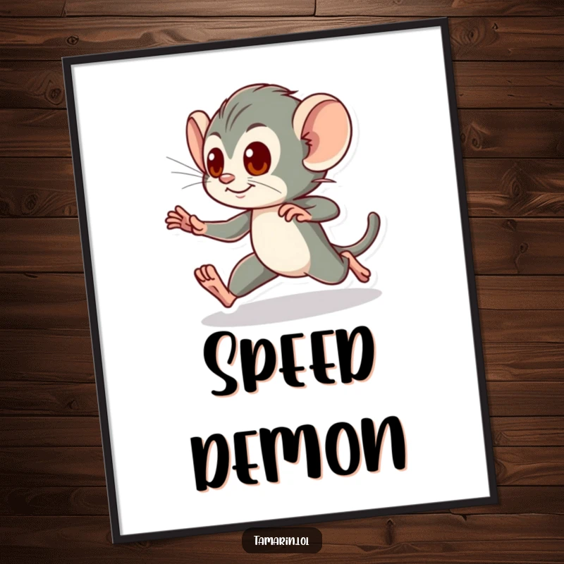 Funny Poster: A tamarin dashes with energy, conveying speed and vitality, an excellent funny gift for decor.