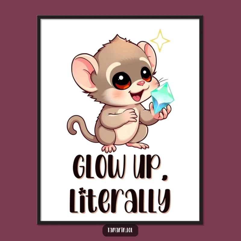 Funny Tamarin Awe Gem Poster: Hilarious Wall Art for a Sparkling Room