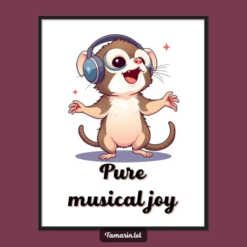 Funny Tamarin DJ Poster: Groovy Monkey Art, Ideal Funny Gift