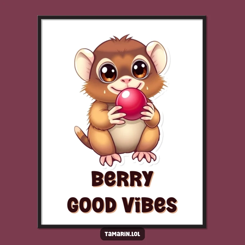 Funny Tamarin Poster: Delightful Primate Berry Lover Art, Perfect Funny Gift!