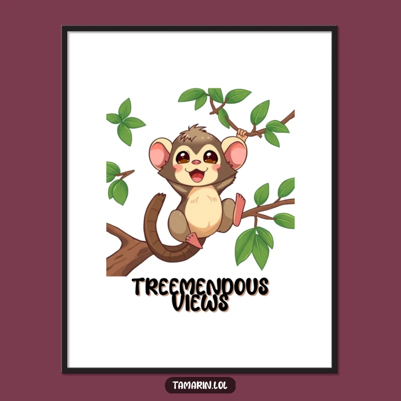 Funny Tamarin Poster: Energetic Swinging Art Print, Vibrant and Funny Gift Decor