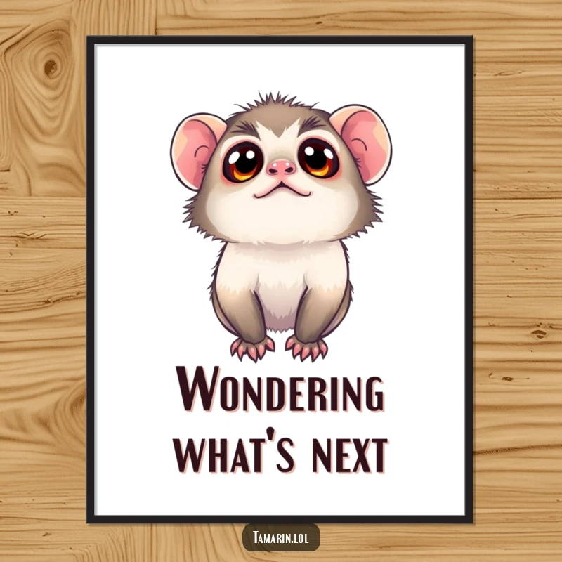 Funny tamarin poster showcasing a monkey with enormous, curious eyes staring upwards, creating a captivating and heartwarming piece of art.