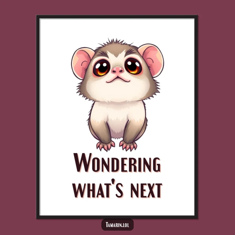 Funny Tamarin Poster: Wide-Eyed Curious Monkey Wall Art Gift