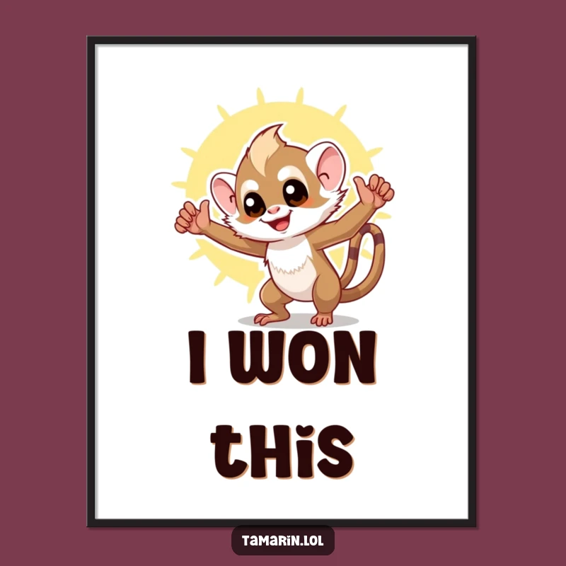 Funny Tamarin Triumph Poster: Brighten Your Walls with this Hilarious Monkey Art