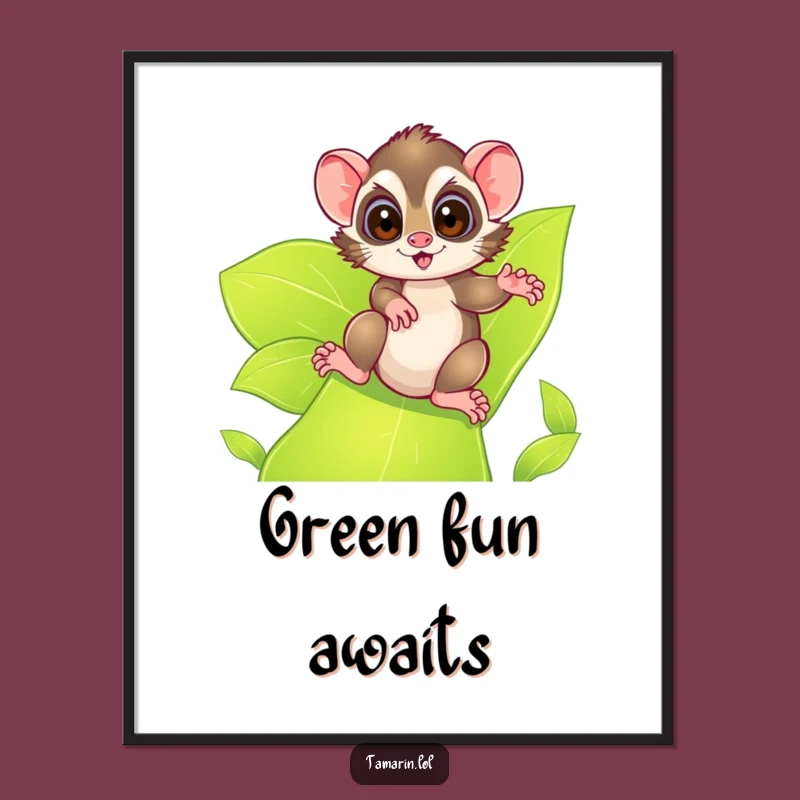 Funny Tamarin Leafy Slide Poster: Nature's Thrills for Your Wall!