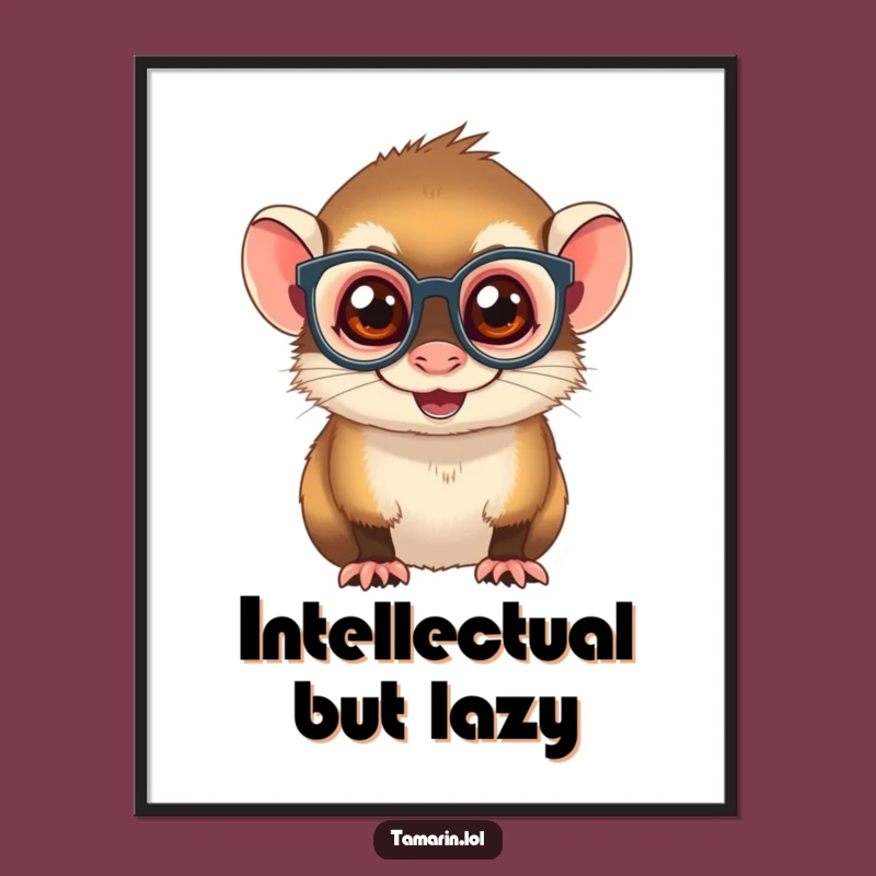 Funny Spectacled Tamarin Poster: Adorable Monkey Art Print, Quirky Wall Decor, Funny Gift