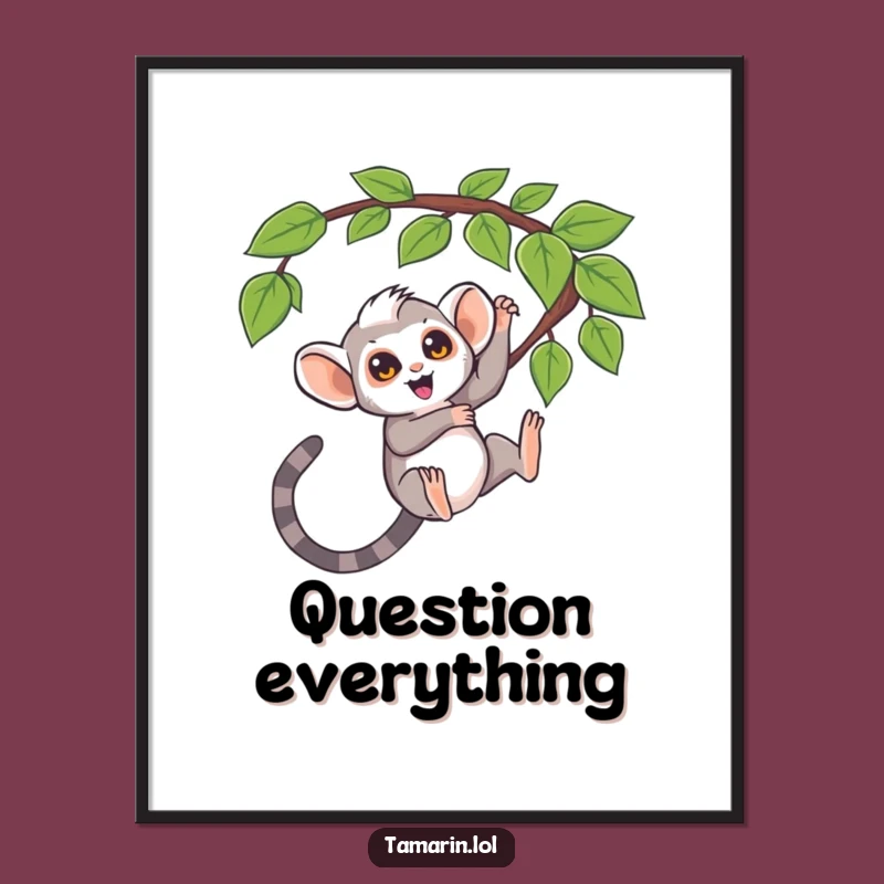 Funny Tamarin Poster: Question Mark Monkey Art Print, Hilarious Gift