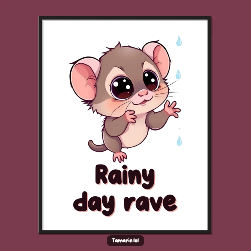 Funny Tamarin Sparkly Rain Poster: Dreamy Monkey Art, Ideal Funny Gift