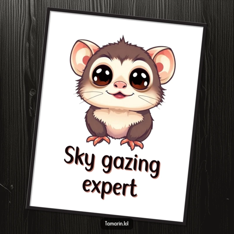 Funny Tamarin Poster: Captures a tamarin’s wide, happy eyes looking upwards, radiating pure joy and optimistic charm.