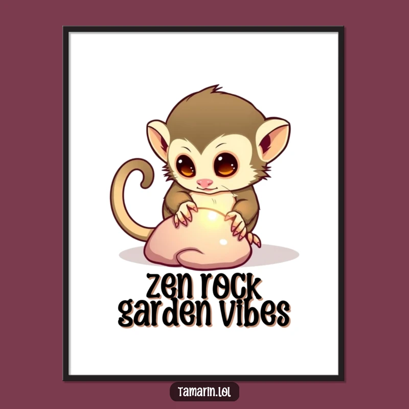 Funny Tamarin Pebble Study Poster - Whimsical Wall Art & Humorous Gift