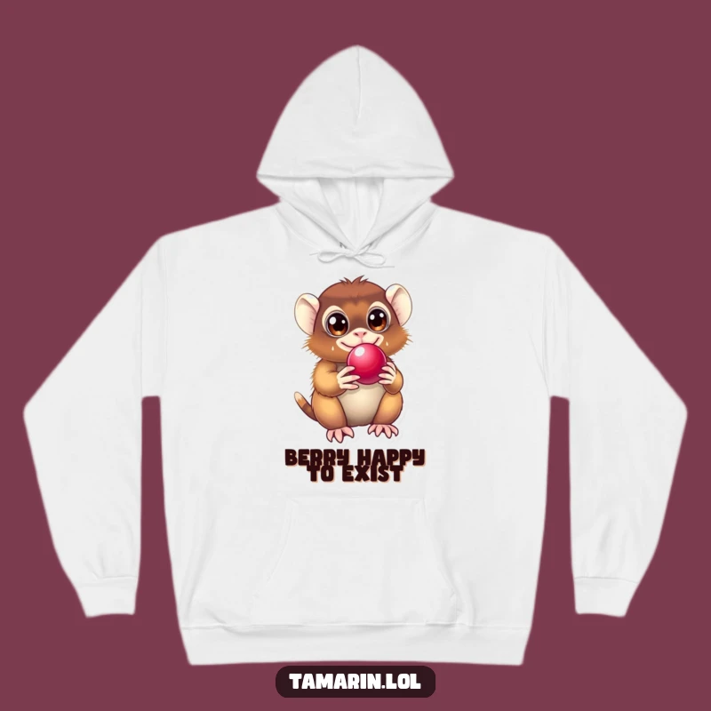 Cozy Funny Tamarin Hoodie: Adorable Primate Berry Lover, Warm Funny Gift!