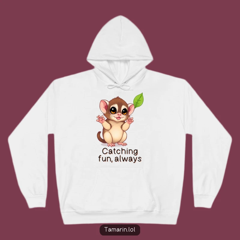 Funny Leaf-Catching Tamarin Hoodie: Cozy Monkey Sweatshirt, Embrace Playful Moments, Funny Gift