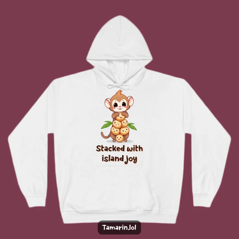 Funny Tamarin Coconut Balance Hoodie: Cozy Monkey Sweatshirt, Ideal Tropical Gift