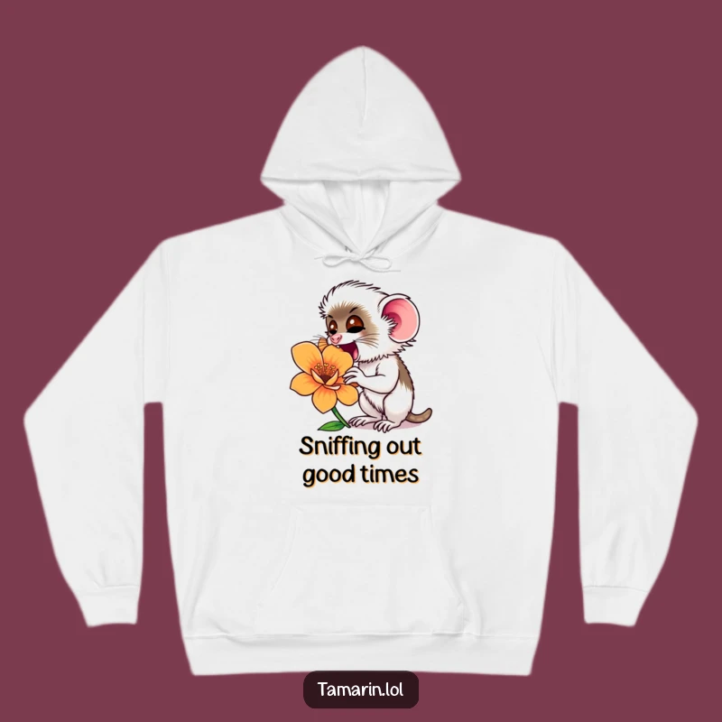 Funny Tamarin Flower Sniffing Hoodie: Cozy Monkey Nature Sweatshirt, Gift