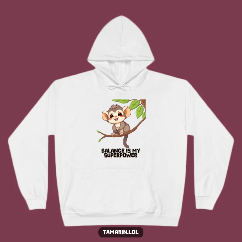 Funny Tamarin Hoodie: Balanced Monkey Fun, Tree Top Vibes, Great Funny Gift.