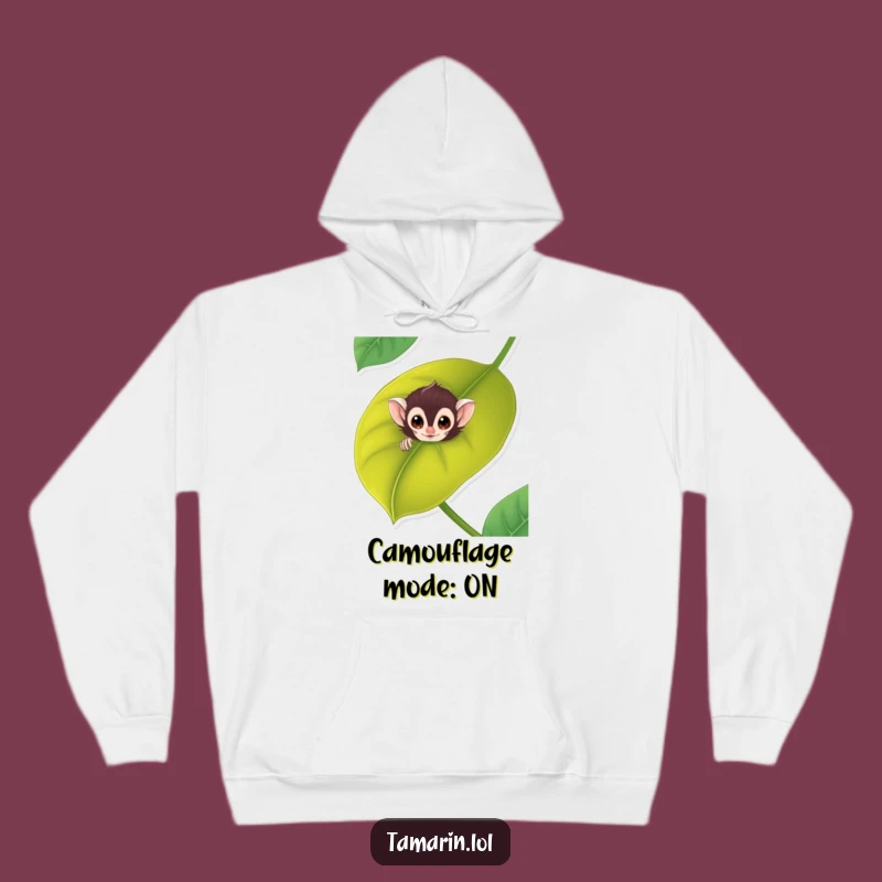 Funny Tamarin Leaf Peek Hoodie: Cozy Primate & Funny Gift Wear