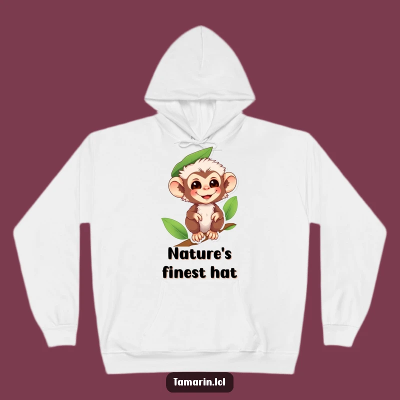 Funny Tamarin Monkey Leaf Hat Hoodie - Cozy & Comical Primate Style