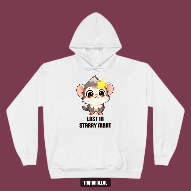 Funny Tamarin Star Gazer Hoodie: Cozy Curious Monkey Sweatshirt, Ideal Whimsical Gift