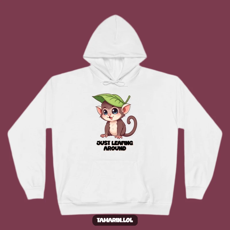 Cozy Funny Leaf Hat Tamarin Hoodie: Stay Warm with This Mischievous Primate Design