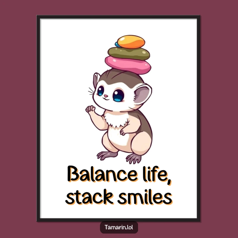 Funny Free Printable Wall Art: Tamarin Pebble Stack Downloadable Decor