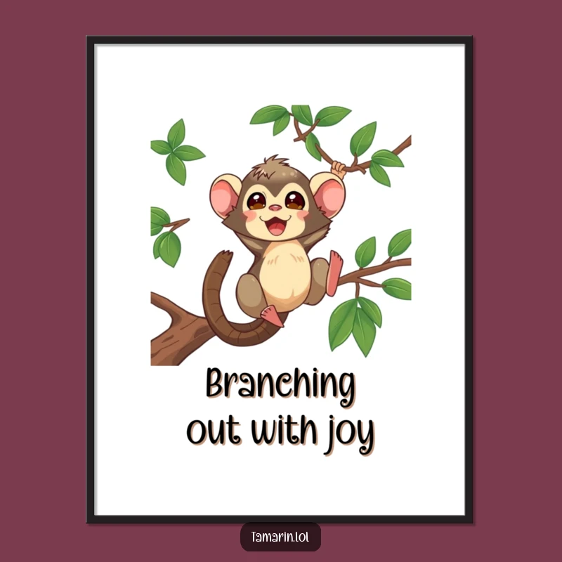 Wild Free Printable Wall Art: Energetic Tamarin Swinging, Funny Downloadable Decor for Your Space