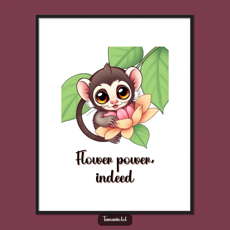 Enchanting Free Printable Wall Art: Tamarin Flower Exploration, Funny Downloadable Decor for Whimsy